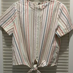 MADEWELL Tie Front Button Back Blouse